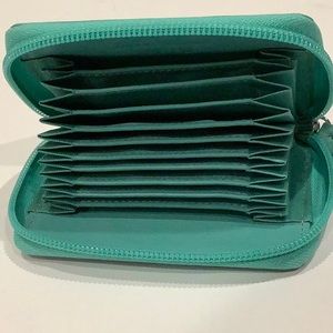 Aqua Leather Credit Card Case